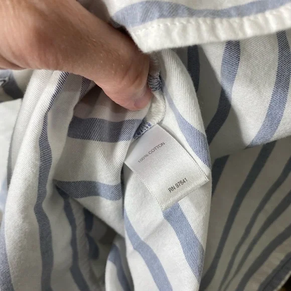 J.Jill Blue White Cotton Tunic Striped Button Down Top - Picture 12 of 12